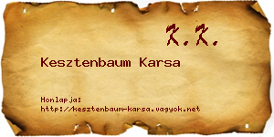 Kesztenbaum Karsa névjegykártya